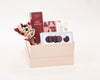 Winter Holiday Gift Box with Rustic Bakery Cookies, Compartes Hot Cocoa, Goodio Ginger Bread Bar, and McCreas Caramels.